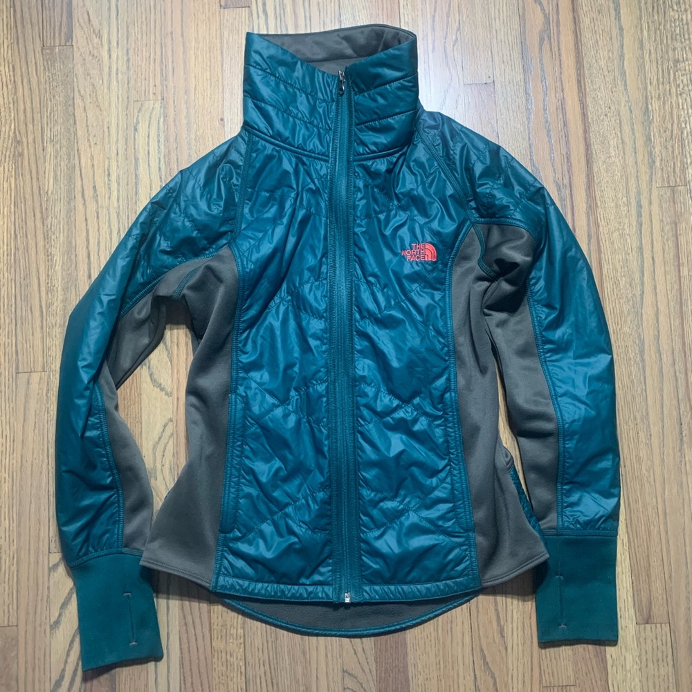The North Face Teal and Gray Hybrid Insulated Jacket